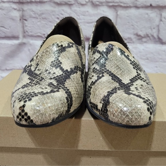 Clarks Collection Juliet Palm Taupe Snake Print Loafers - Picture 5 of 9
